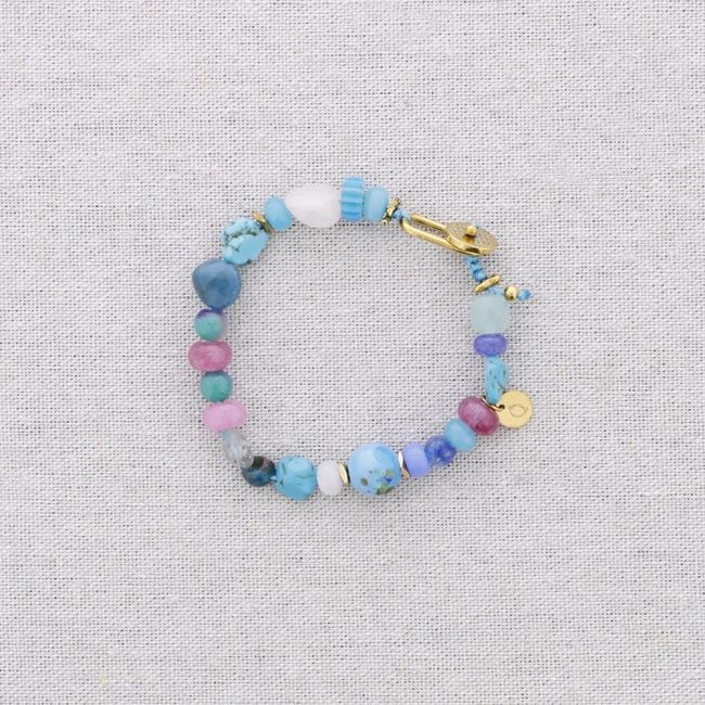 STEEL BEADS AND STONES BRACELET ADJUSTABLE SIZE