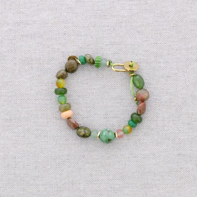 STEEL BEADS AND STONES BRACELET ADJUSTABLE SIZE
