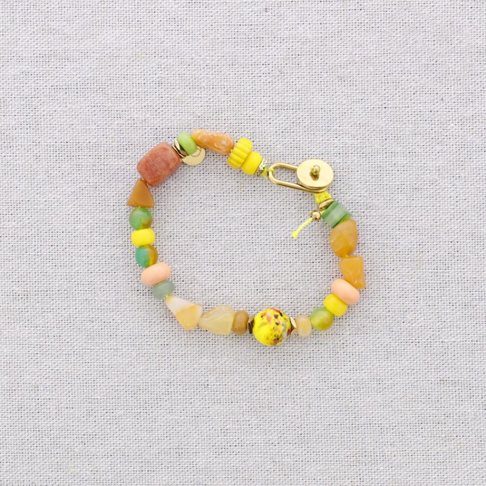 STEEL BEADS AND STONES BRACELET ADJUSTABLE SIZE