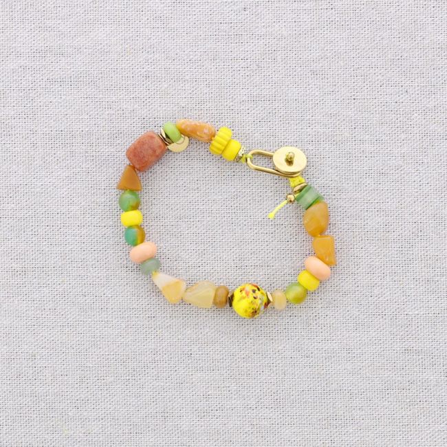 STEEL BEADS AND STONES BRACELET ADJUSTABLE SIZE