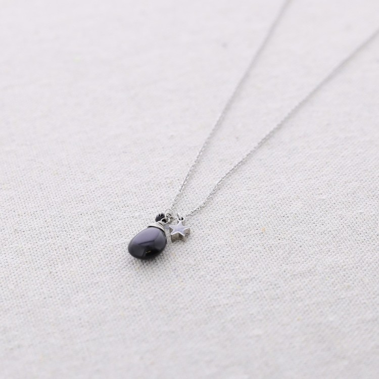 GARGANTILLA ACERO COLGANTE PIEDRA GOTA ESTRELLA