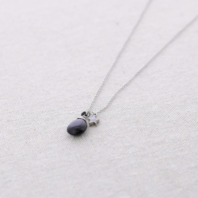 GARGANTILLA ACERO COLGANTE PIEDRA GOTA ESTRELLA
