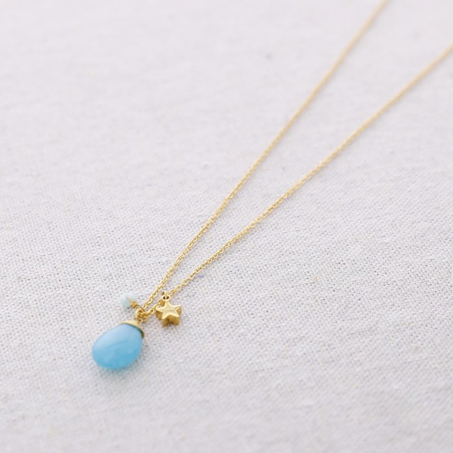 GARGANTILLA ACERO COLGANTE PIEDRA GOTA ESTRELLA