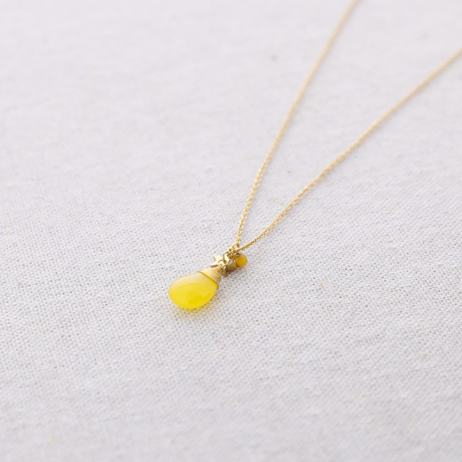 GARGANTILLA ACERO COLGANTE PIEDRA GOTA ESTRELLA