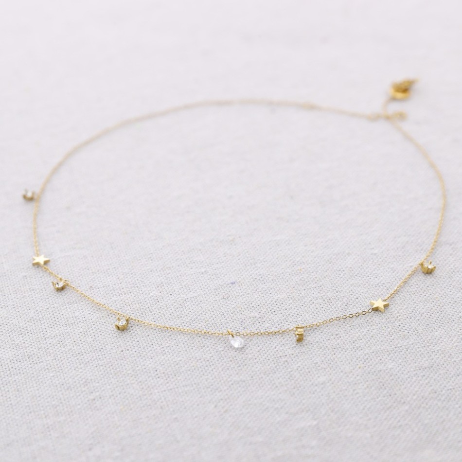 GARGANTILLA ACERO CIRCONITAS ESTRELLAS