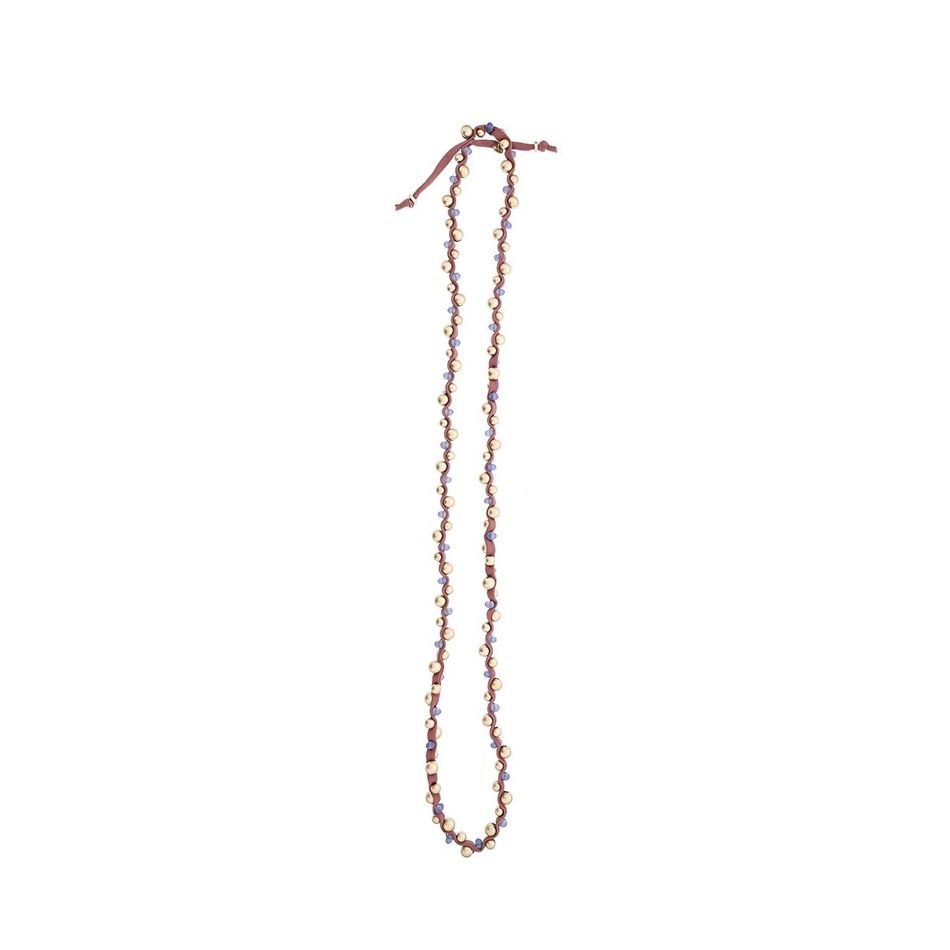 LONG TUBE NECKLACE WITH IMITATION METAL BEADS