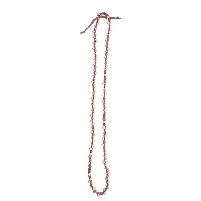 LONG TUBE NECKLACE WITH IMITATION METAL BEADS