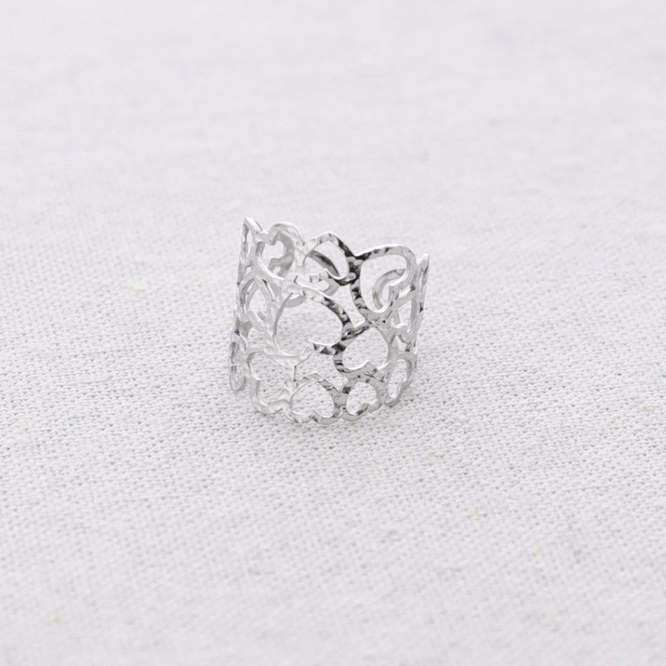 FILIGREE HEART STEEL RING