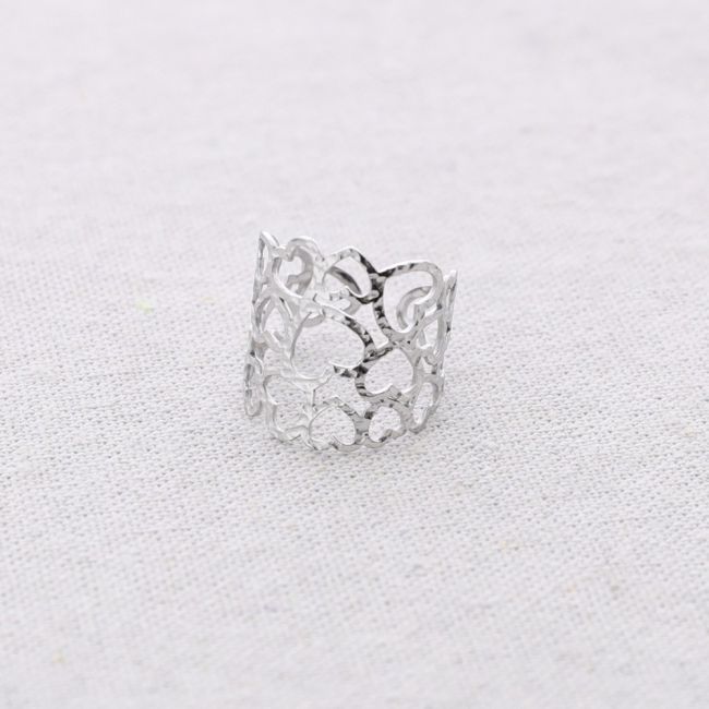 FILIGREE HEART STEEL RING