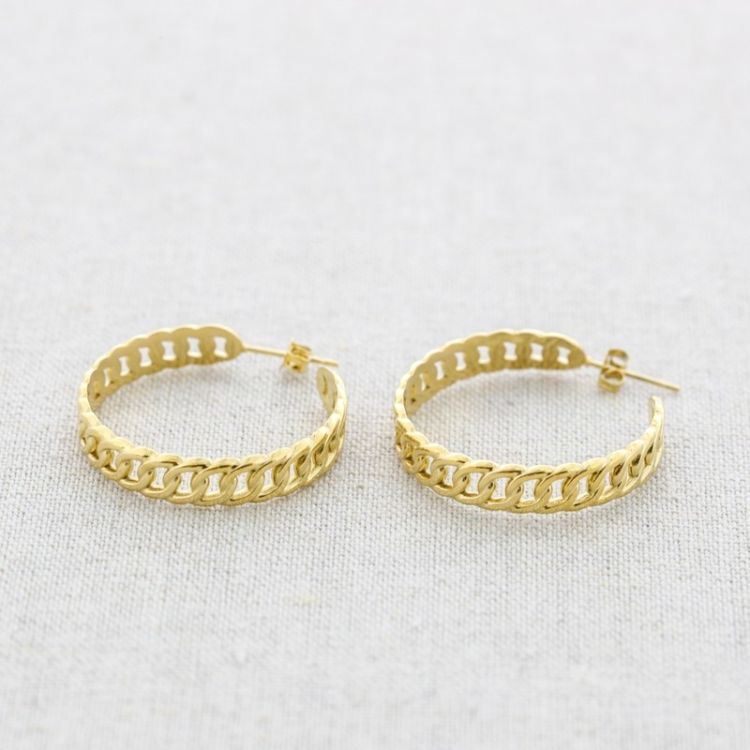 STEEL LINK HOOP EARRINGS 2