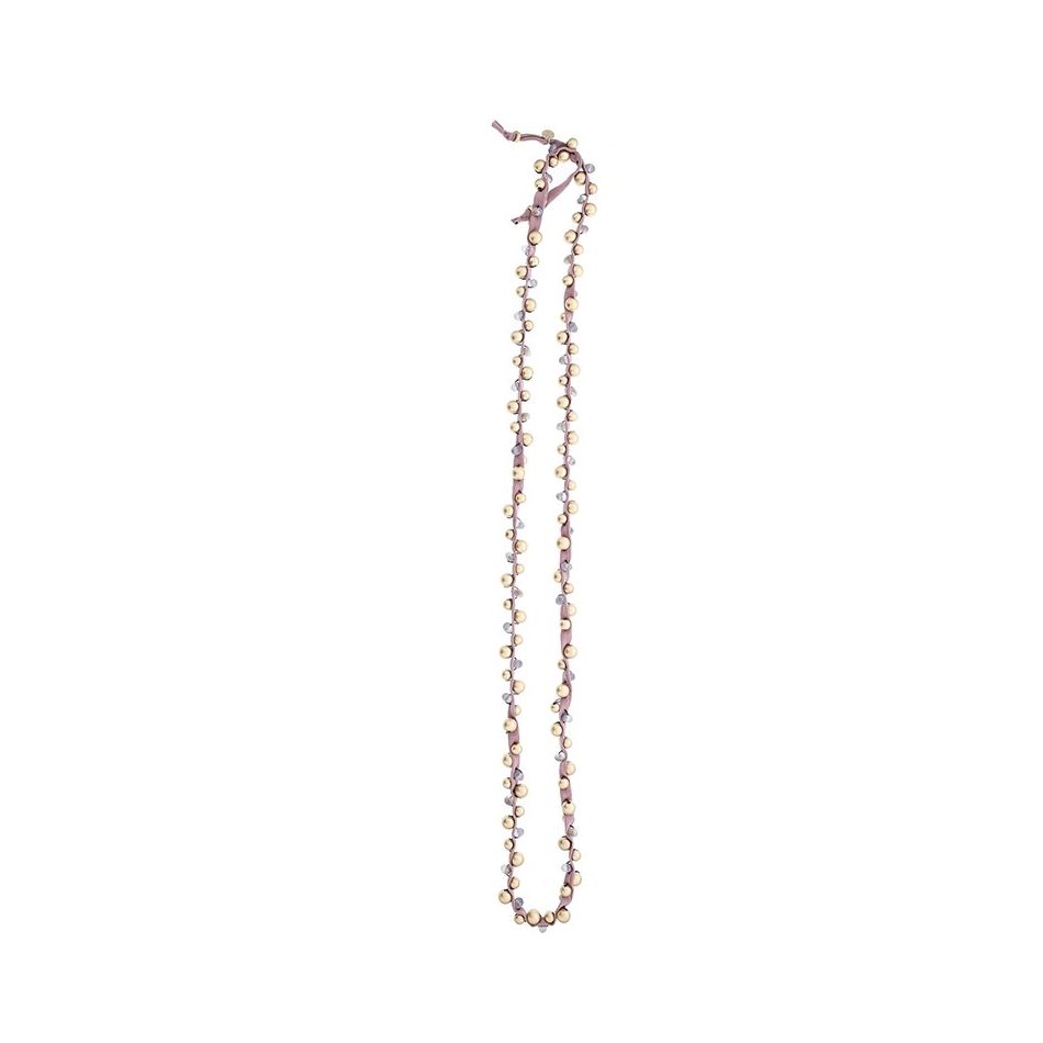 LONG TUBE NECKLACE WITH IMITATION METAL BEADS
