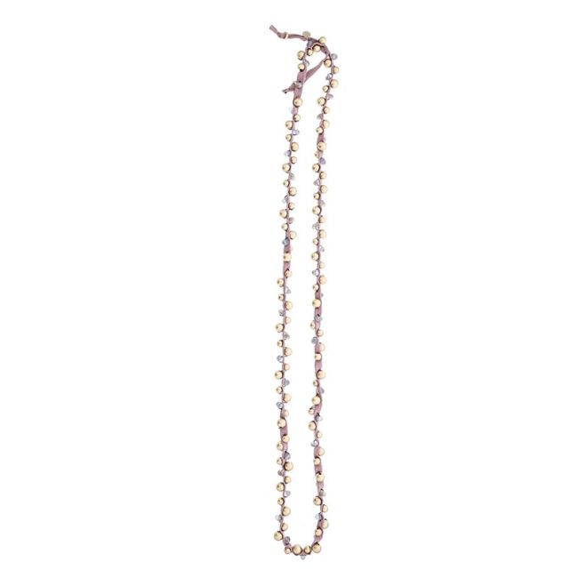 COLLAR LARGO TUBO LAZO CUENTAS IMITACIÓN METAL