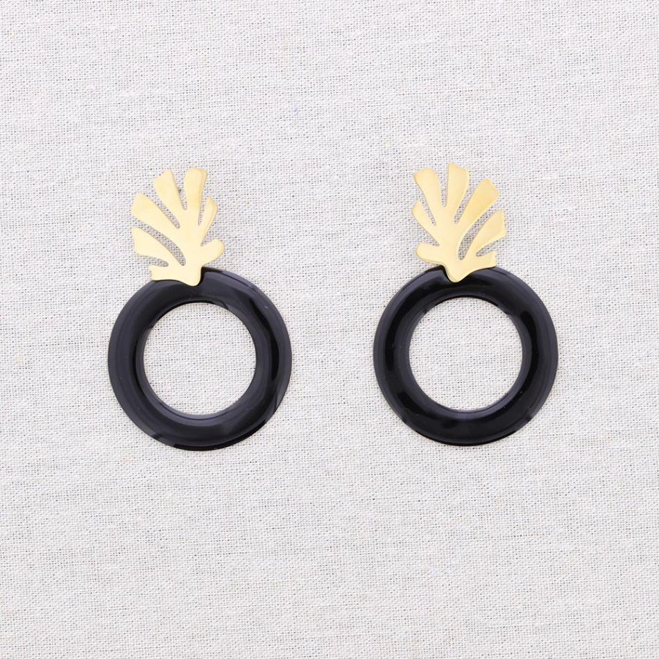 PENDIENTES ACERO CORAL COLGANTE ANILLA ESMALTE