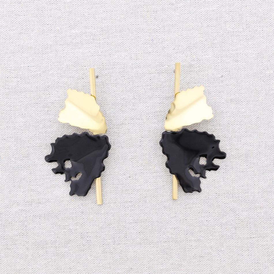 PENDIENTES ACERO DOBLE HOJA ESMALTE