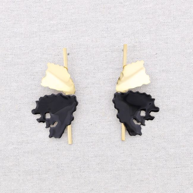 PENDIENTES ACERO DOBLE HOJA ESMALTE