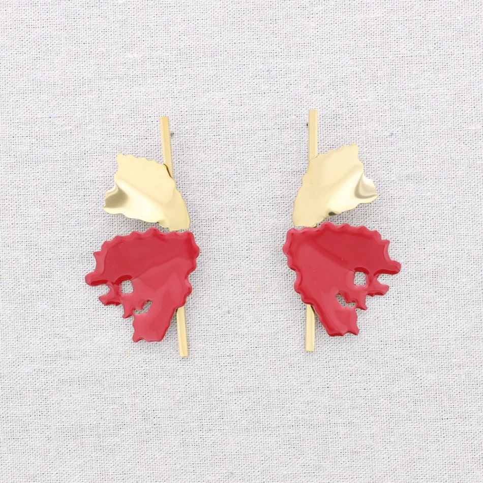 PENDIENTES ACERO DOBLE HOJA ESMALTE