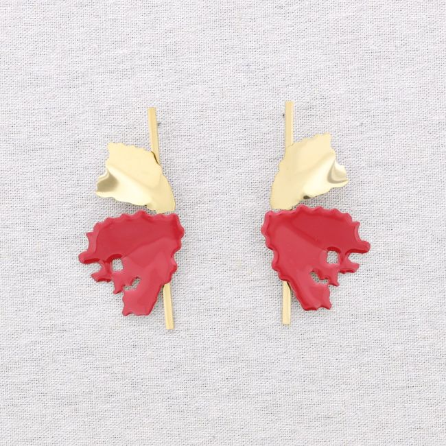PENDIENTES ACERO DOBLE HOJA ESMALTE