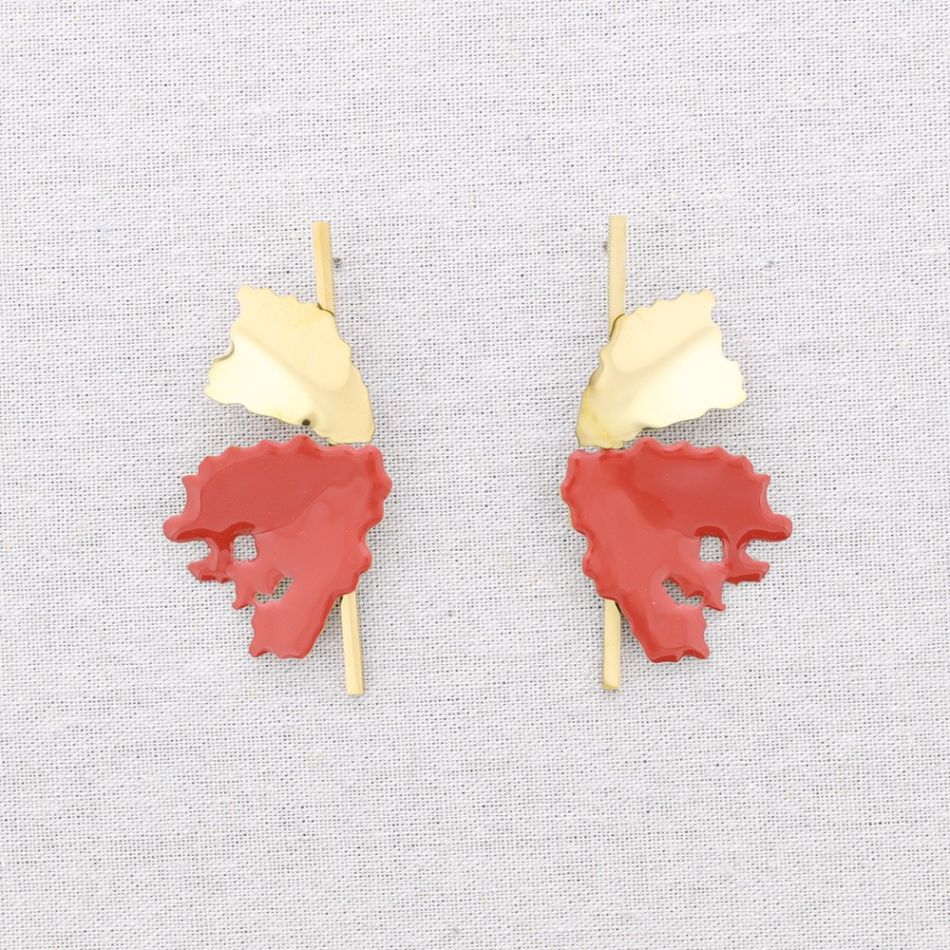PENDIENTES ACERO DOBLE HOJA ESMALTE