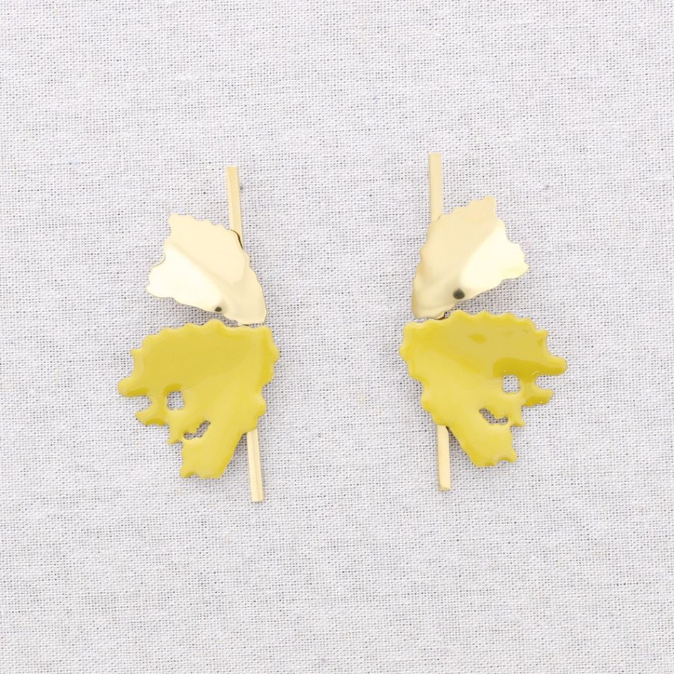 PENDIENTES ACERO DOBLE HOJA ESMALTE