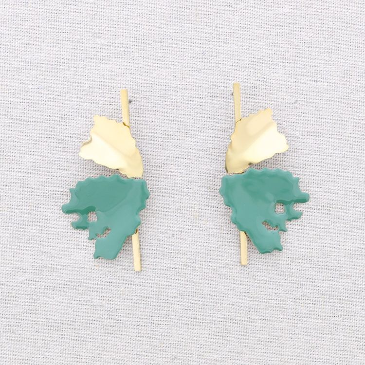 PENDIENTES ACERO DOBLE HOJA ESMALTE 2