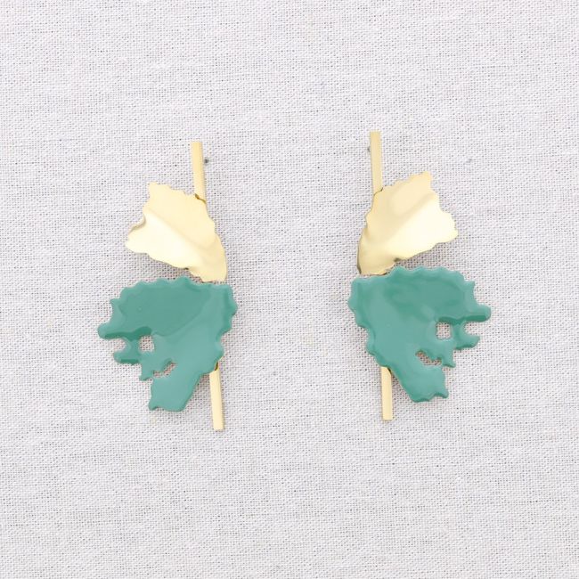 PENDIENTES ACERO DOBLE HOJA ESMALTE