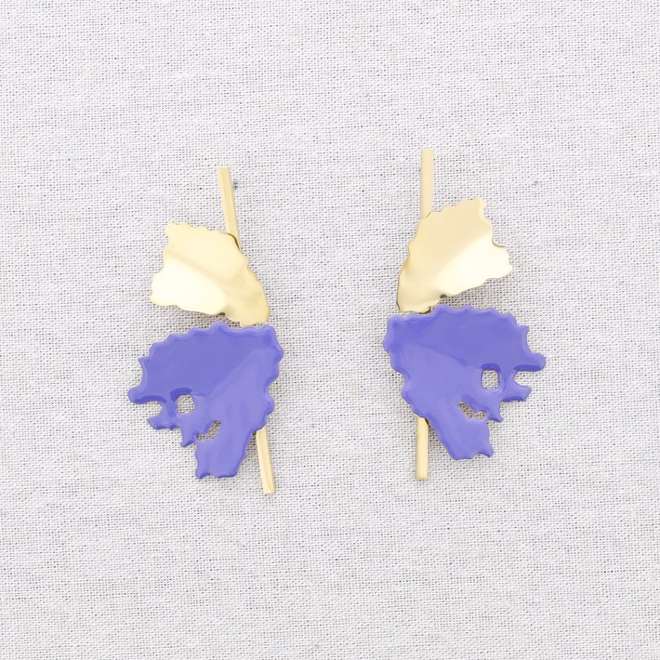 PENDIENTES ACERO DOBLE HOJA ESMALTE