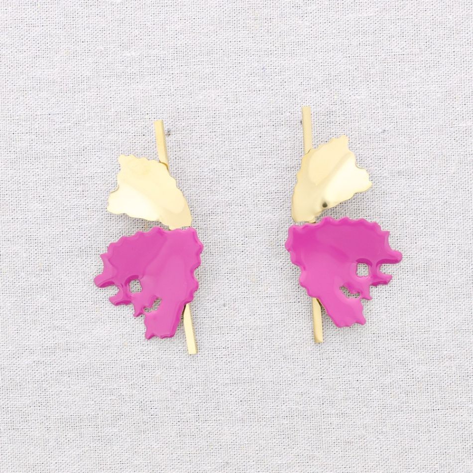 PENDIENTES ACERO DOBLE HOJA ESMALTE