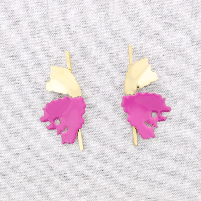 PENDIENTES ACERO DOBLE HOJA ESMALTE