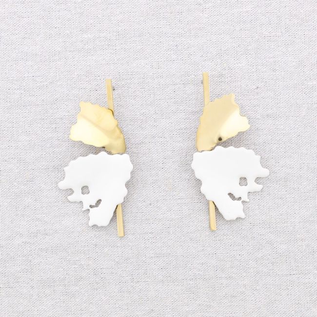 PENDIENTES ACERO DOBLE HOJA ESMALTE