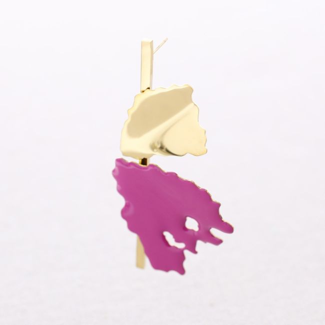 PENDIENTES ACERO DOBLE HOJA ESMALTE