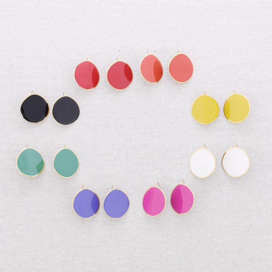 PENDIENTES ACERO COLGANTE ANILLA ESMALTE