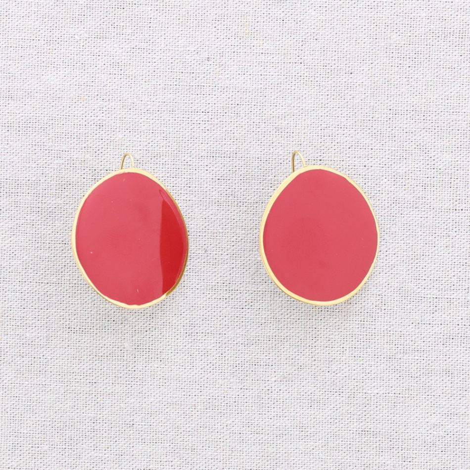 PENDIENTES ACERO COLGANTE ANILLA ESMALTE