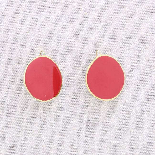 PENDIENTES ACERO COLGANTE ANILLA ESMALTE