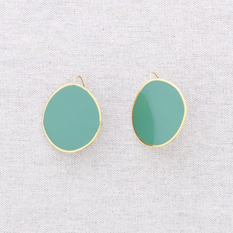 PENDIENTES ACERO COLGANTE ANILLA ESMALTE