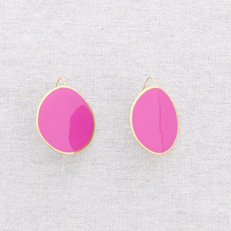 PENDIENTES ACERO COLGANTE ANILLA ESMALTE