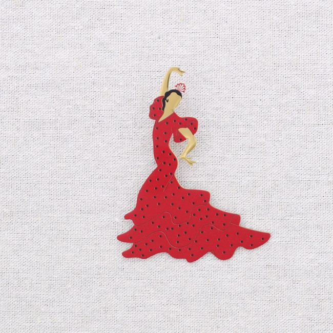 BROCHE ACERO FLAMENCA LUNARES