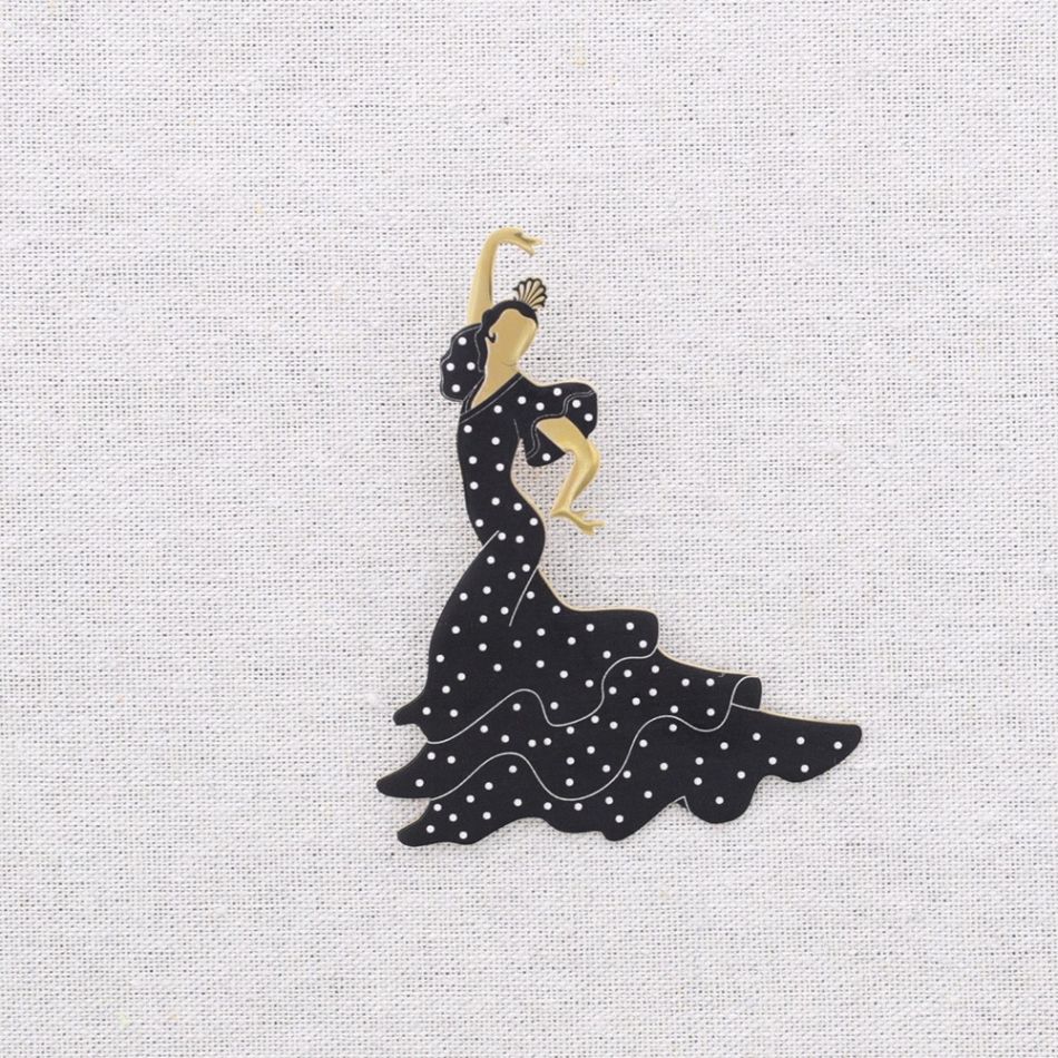 BROCHE ACERO FLAMENCA LUNARES