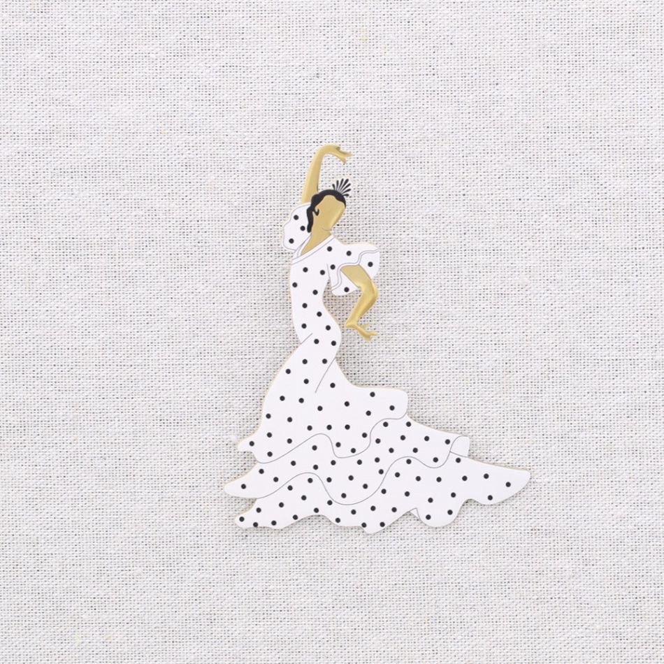 BROCHE ACERO FLAMENCA LUNARES