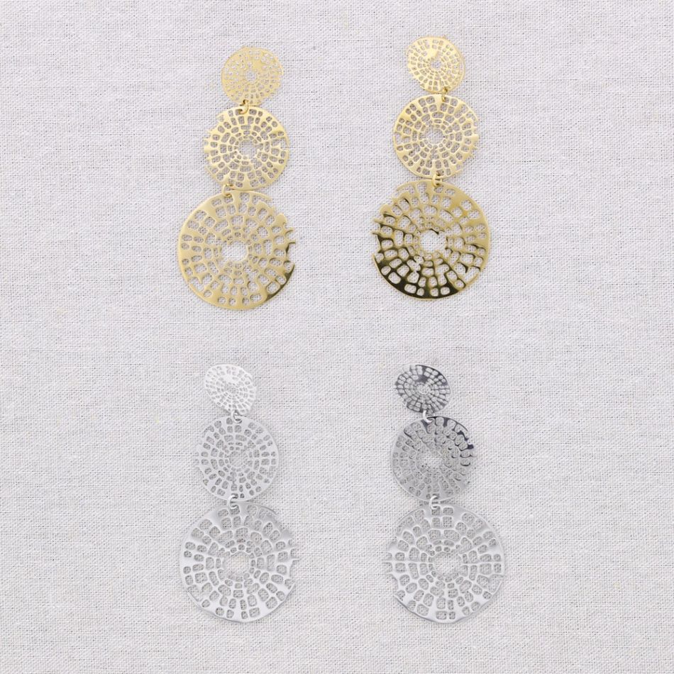 PENDIENTES ACERO TRIPLE MEDALLA FILIGRANA