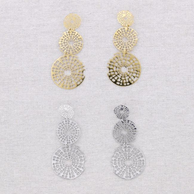 PENDIENTES ACERO TRIPLE MEDALLA FILIGRANA
