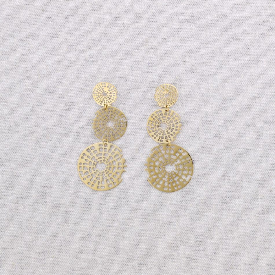 PENDIENTES ACERO TRIPLE MEDALLA FILIGRANA