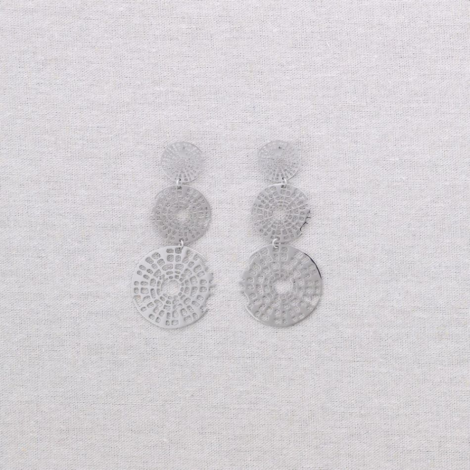 PENDIENTES ACERO TRIPLE MEDALLA FILIGRANA
