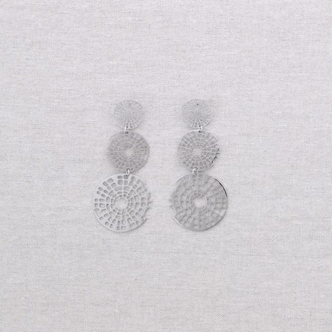 PENDIENTES ACERO TRIPLE MEDALLA FILIGRANA