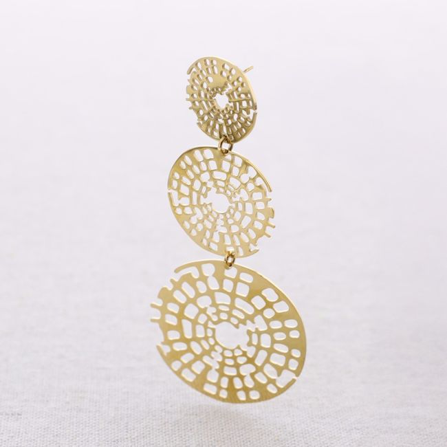 PENDIENTES ACERO TRIPLE MEDALLA FILIGRANA