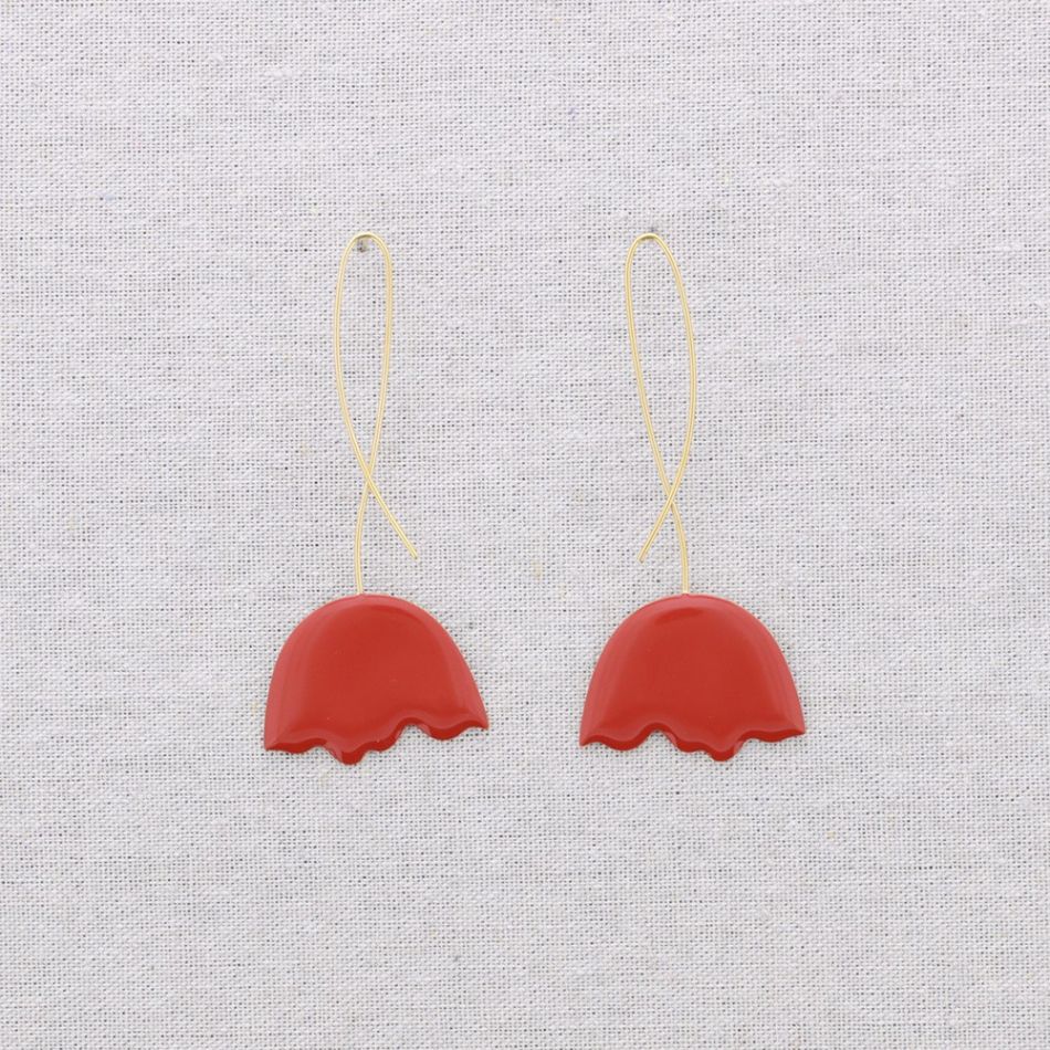 PENDIENTES ACERO COLGANTE FLOR ESMALTE