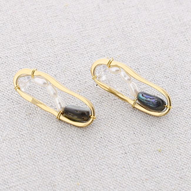PENDIENTES ACERO PERLAS NÁCAR