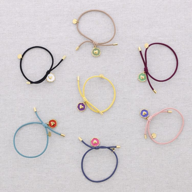PULSERA ELÁSTICA ACERO COLGANTE CORAZÓN ESMALTE 2