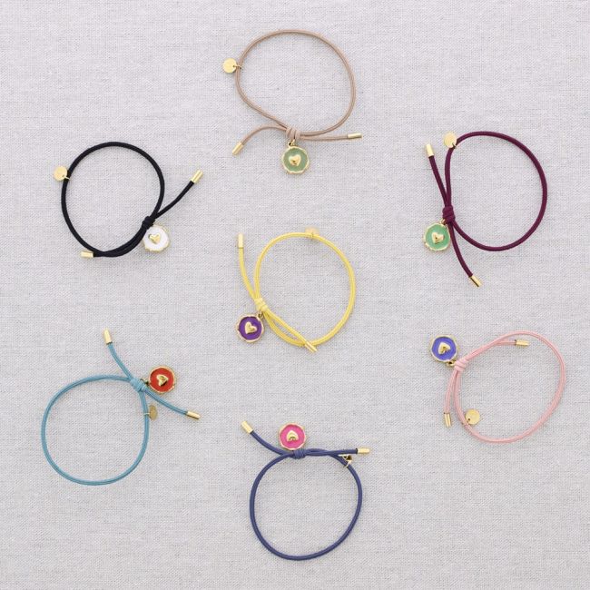 PULSERA ELÁSTICA ACERO COLGANTE CORAZÓN ESMALTE