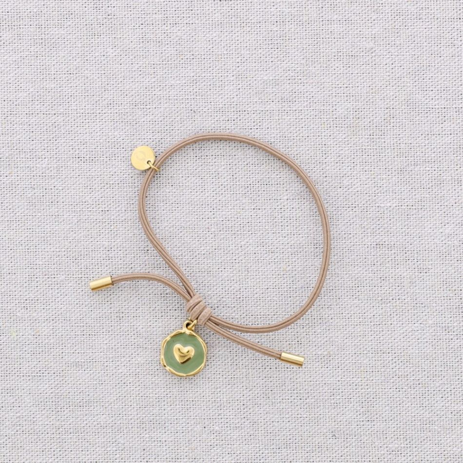 PULSERA ELÁSTICA ACERO COLGANTE CORAZÓN ESMALTE