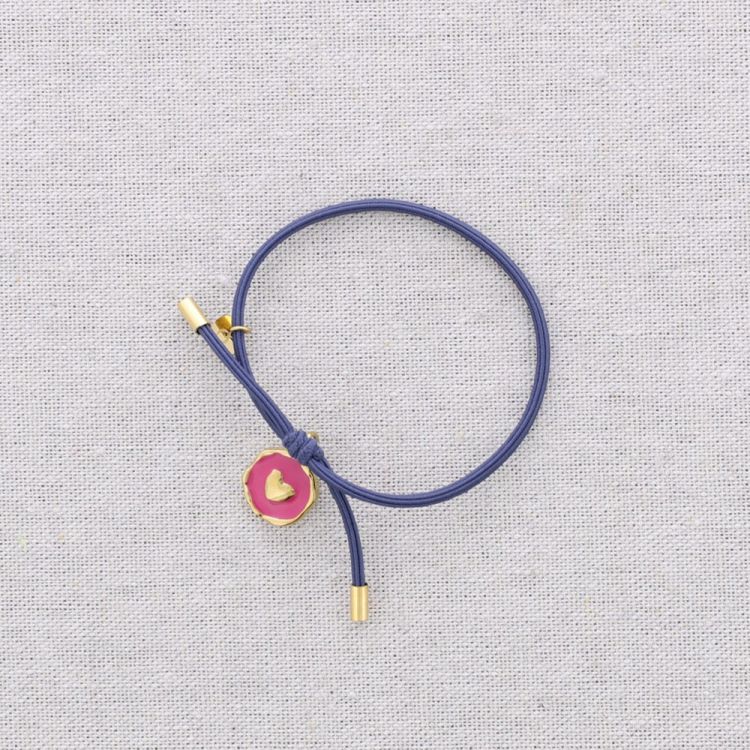 PULSERA ELÁSTICA ACERO COLGANTE CORAZÓN ESMALTE